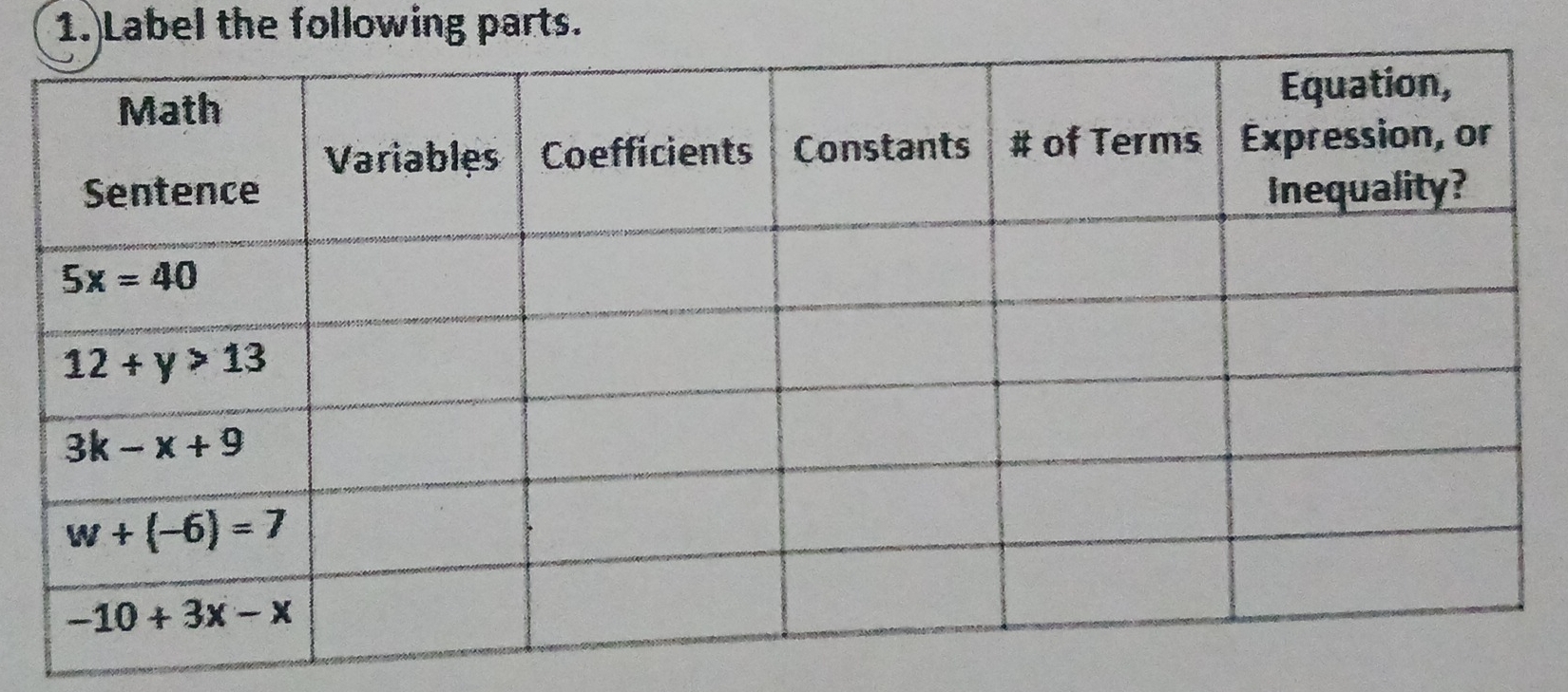 Label the following parts.