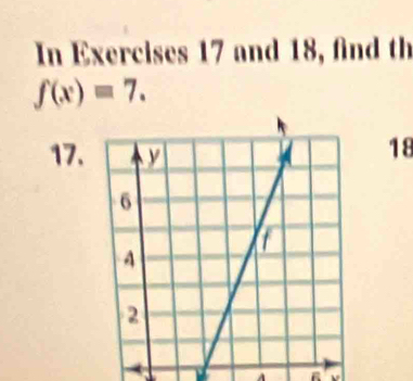 In Exercises 17 and 18, find th
f(x)=7. 
17. 
18 
A a V