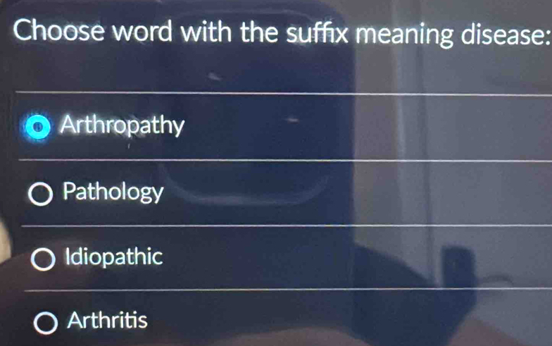 Choose word with the suffix meaning disease: