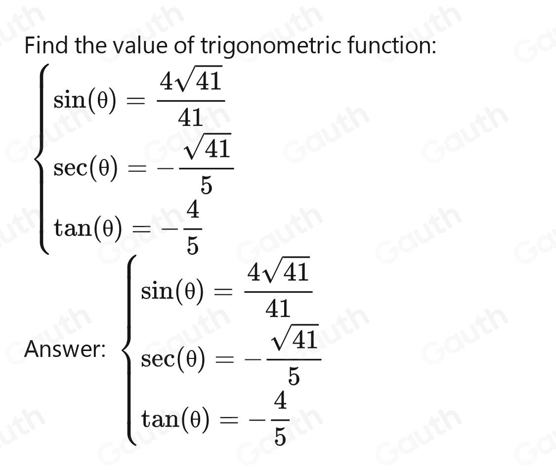 Solved: Let (-5,4) be a point on the terminal side of θ. Find the exact ...