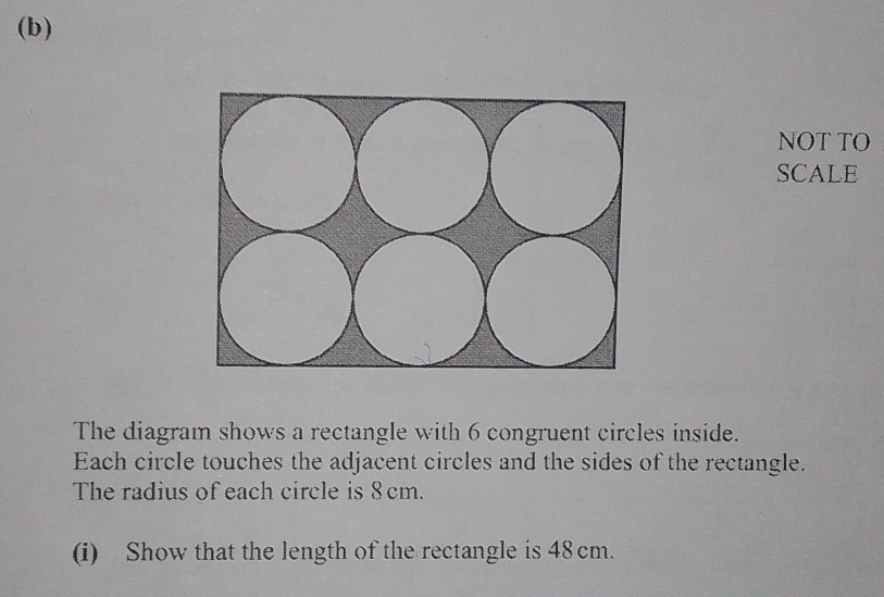 Solved: NOT TO SCALE The diagram shows a rectangle with 6 congruent ...