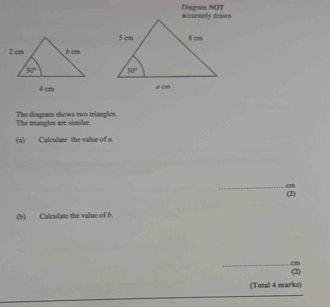 Solved: Diagram NOT The diagram shows two triangles. The triangles are ...