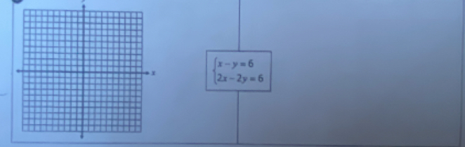 beginarrayl x-y=6 2x-2y=6endarray.