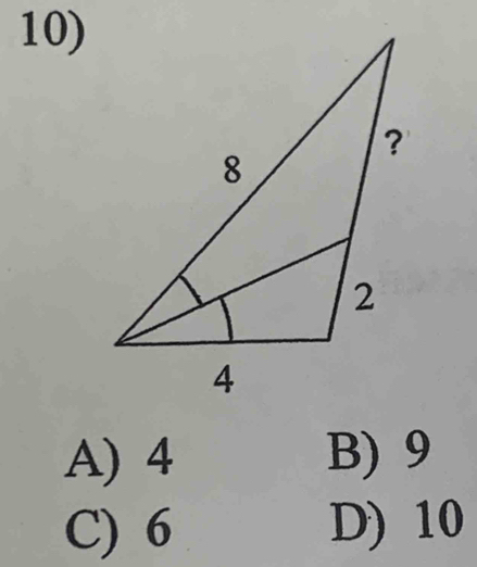 A) 4 B) 9
C) 6 D) 10