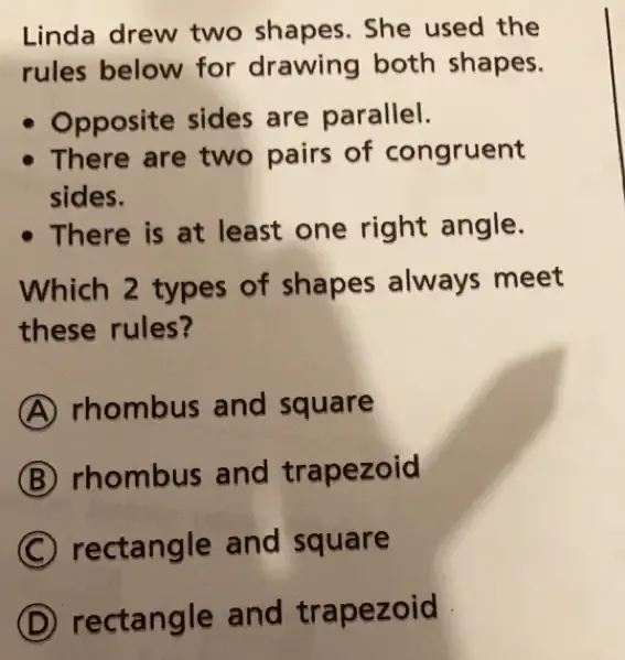 Solved: Linda drew two shapes. She used the rules below for drawing ...