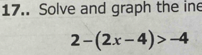 17.. Solve and graph the ine
2-(2x-4)>-4