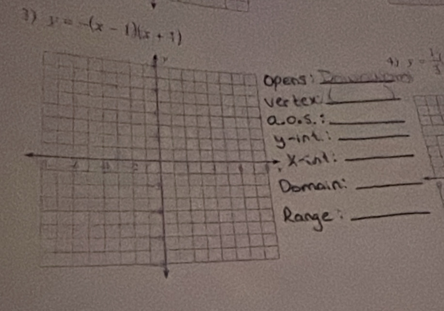 y=-(x-1)(x+1)
4) y= 1/3 
_ 
a 
_ 
. :_ 
_ 
_ 
_ 
_