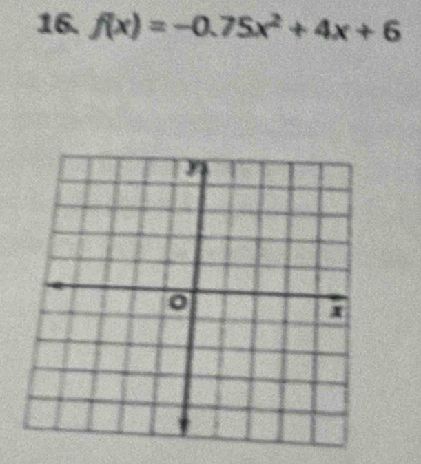 f(x)=-0.75x^2+4x+6