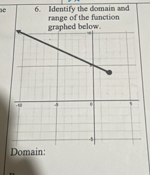 1e 6. Identify the domain and 
range of the function 
Domain: