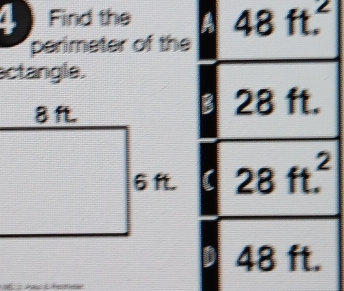 Find the 
perimeter of the
actangle.