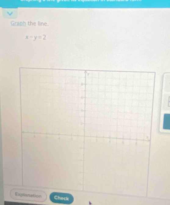 Graph the line.
x-y=2
Check