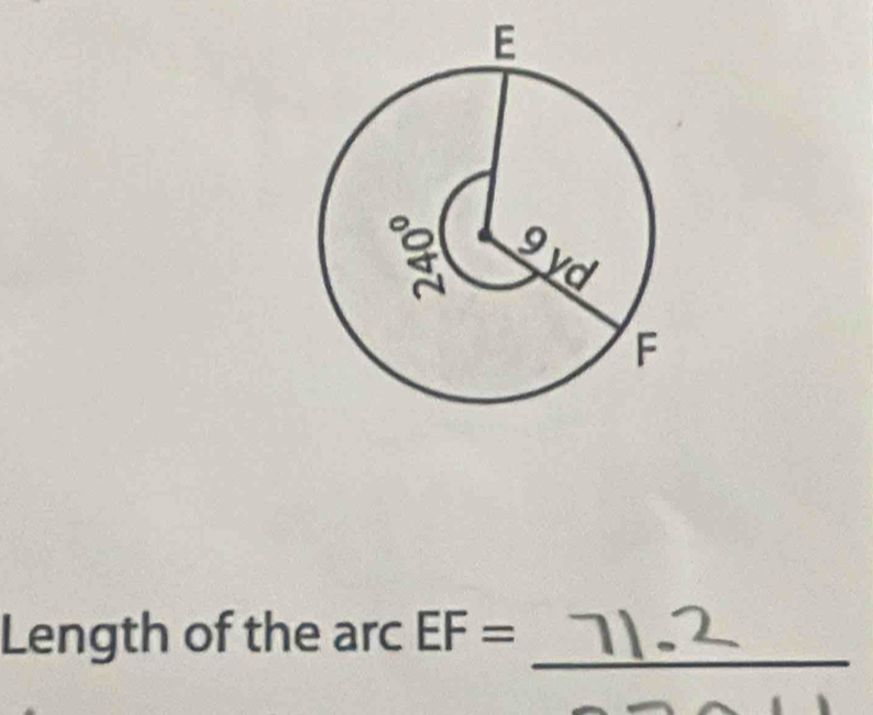 Length of the arc EF=