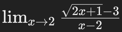 lim_xto 2 (sqrt(2x+1)-3)/x-2 