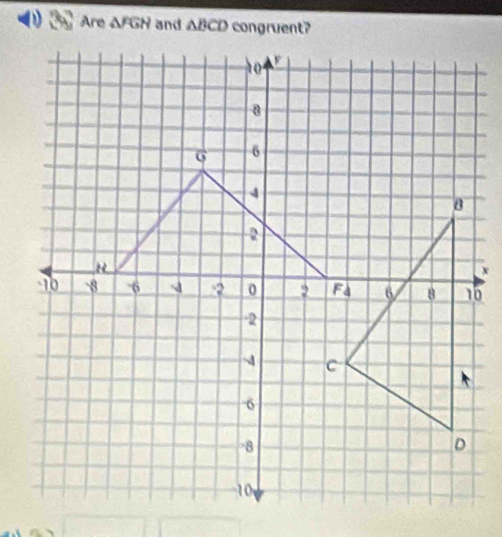 Are △ FGH and △ BCD congruent?