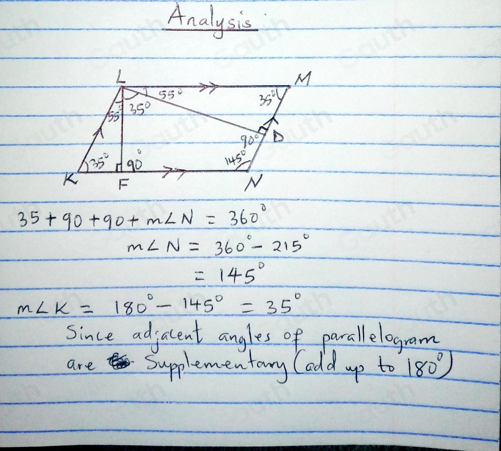 Solved: a Given: KLMN-||-gram, overline LF⊥ overline KN, overline LD⊥ ...