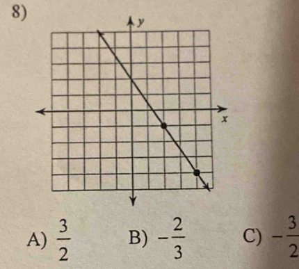 A)  3/2  B) - 2/3  C) - 3/2 