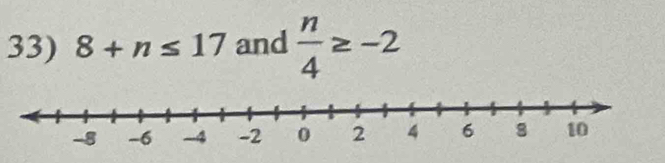 8+n≤ 17 and  n/4 ≥ -2