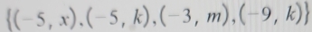  (-5,x),(-5,k),(-3,m),(-9,k)