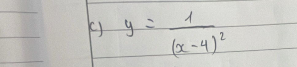 () y=frac 1(x-4)^2