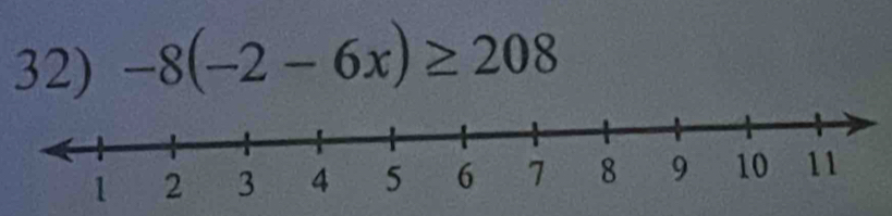 -8(-2-6x)≥ 208