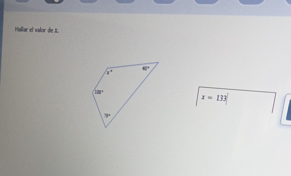 Hallar el valor de x.
x=133