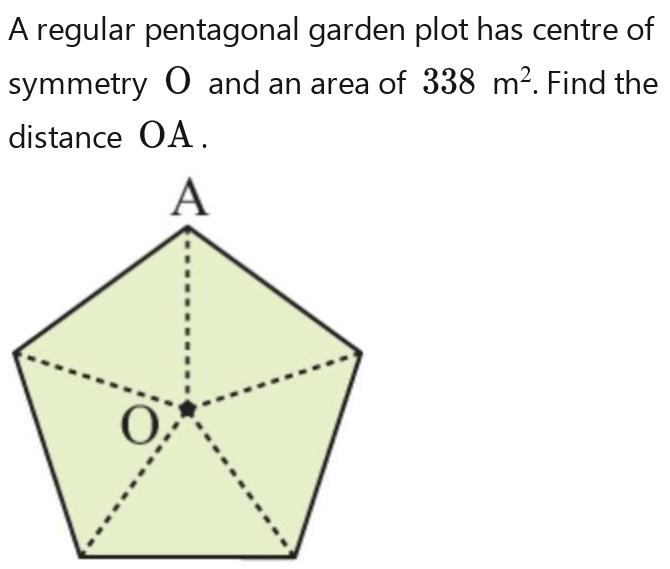 Solved: A regular pentagonal garden plot has centre of symmetry O and ...