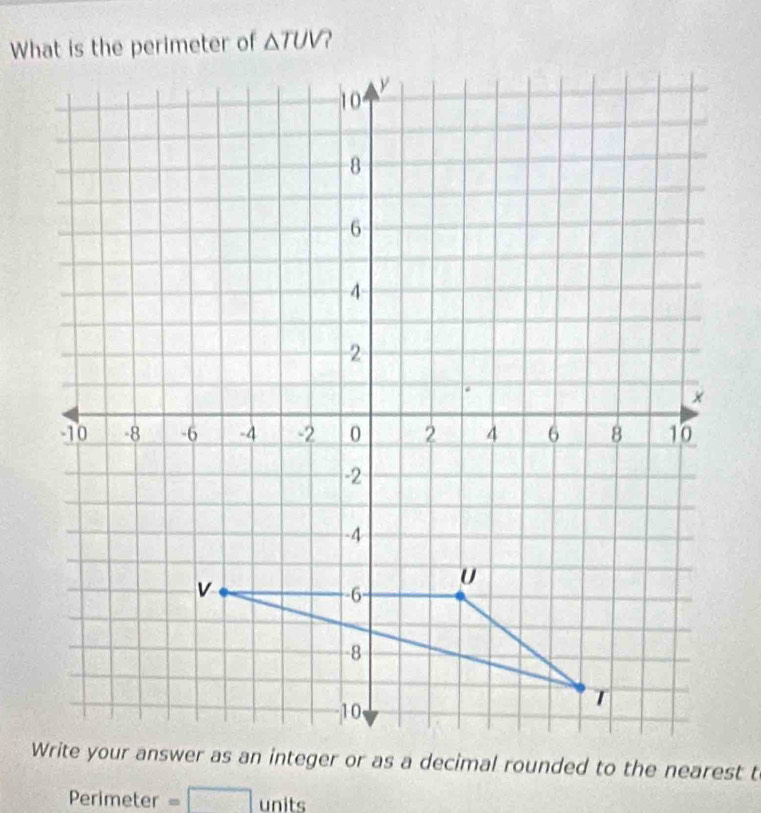 △ TUV
Perimeter = □ units