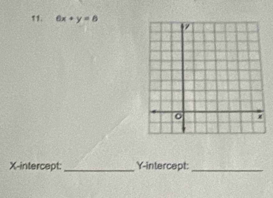 6x+y=6
X-intercept: _Y-intercept:_