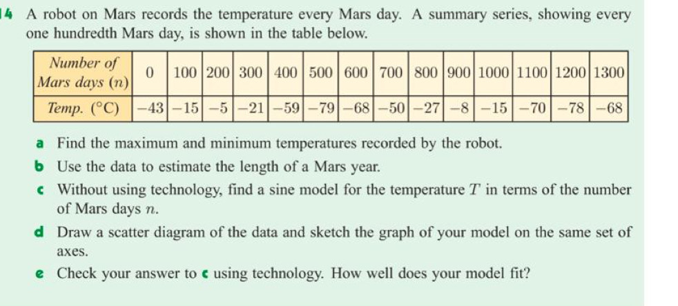 Gelöst:A robot on Mars records the temperature every Mars day. A ...