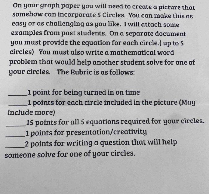Solved: On your graph paper you will need to create a picture that ...