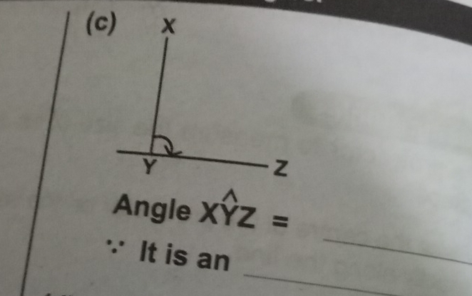 Angle Xwidehat YZ=
_ 
It is an