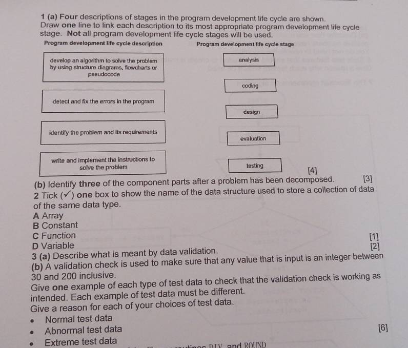 Solved: 1 (a) Four descriptions of stages in the program development ...