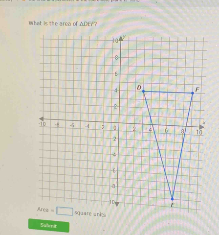 What is the area of △ DEF
Submit