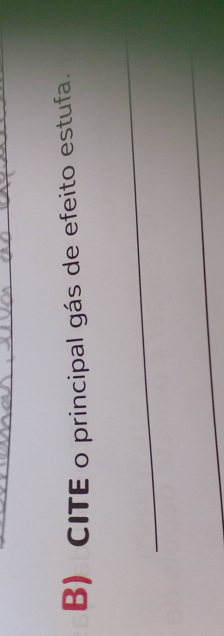 CITE o principal gás de efeito estufa. 
_ 
_