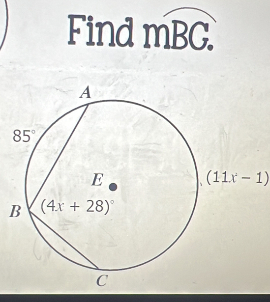 Find mBC.
(11x-1)