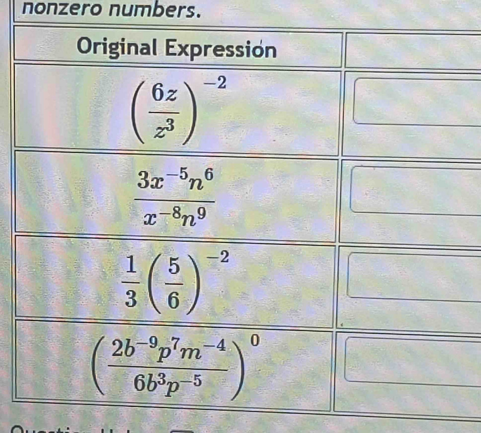 nonzero numbers.