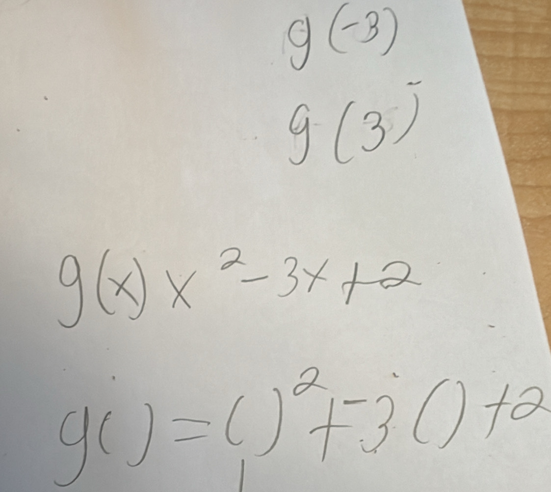 g(-3)
g(3)
g(x)x^2-3x+2
g()=()^2+-3()+2