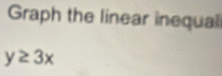 Graph the linear inequal
y≥ 3x