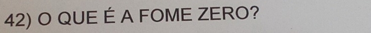 QUE É A FOME ZERO?