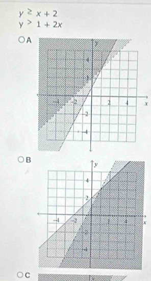 y≥ x+2
y>1+2x
A
x
B
r
C