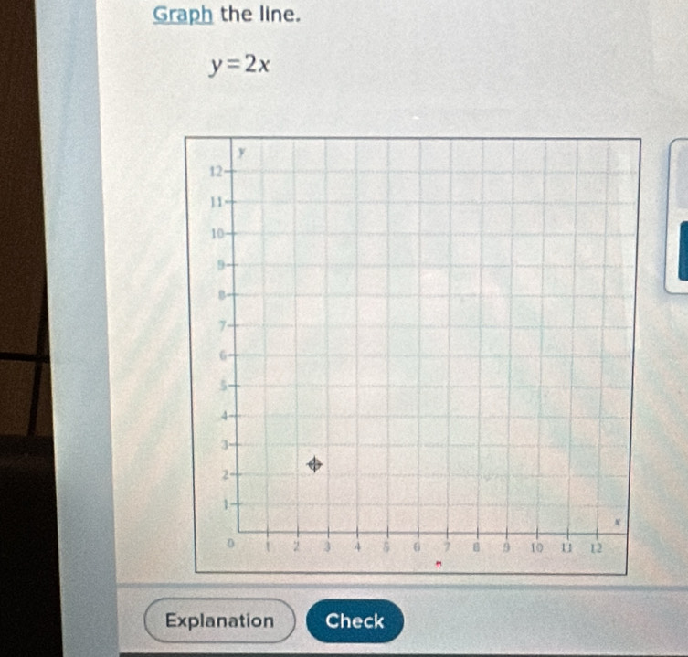 Graph the line.
y=2x
Explanation Check