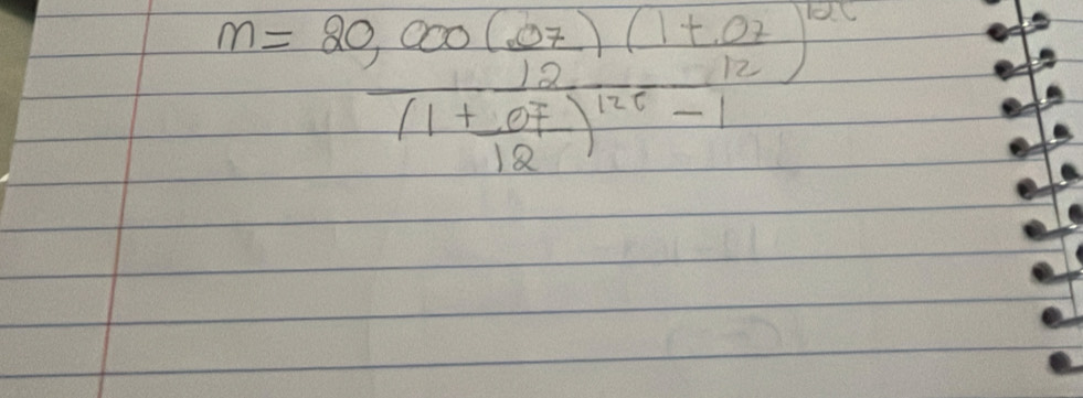 m=frac 80,000( (0.7)/12 )(1+ (0.7)/12 )^126-1+ 07/12 )^12t-1