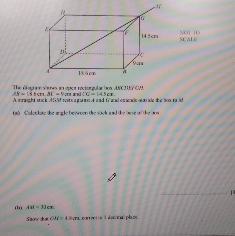 Solved: NOT TO SCALE The diagram shows an open rectangular box ABCDEFGH ...