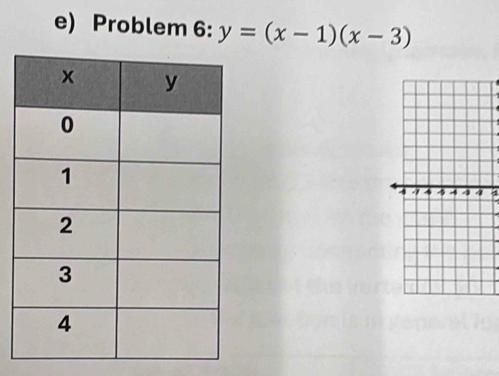 Problem 6: y=(x-1)(x-3)
a