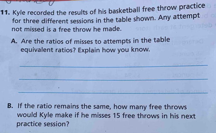 Solved: Kyle recorded the results of his basketball free throw practice ...