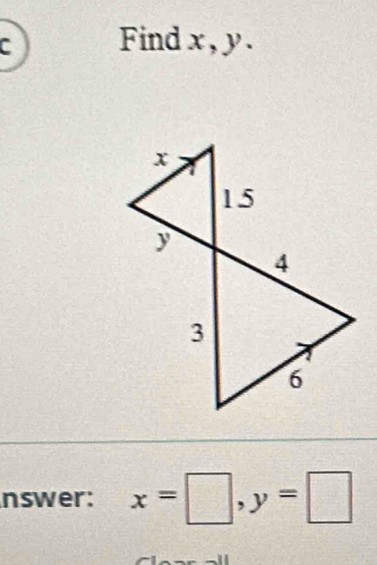 Find x, y. 
nswer: x=□ , y=□