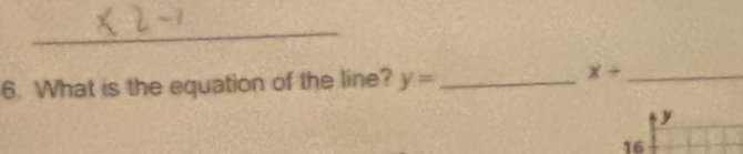 What is the equation of the line? y= _ x/ _
y
16