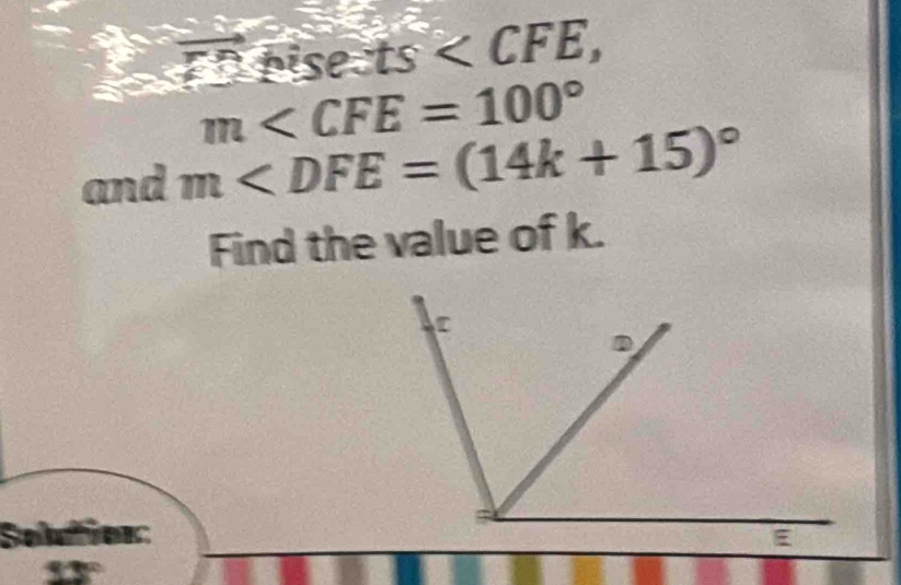 eise:ts ,
m
and m
Find the value of k.