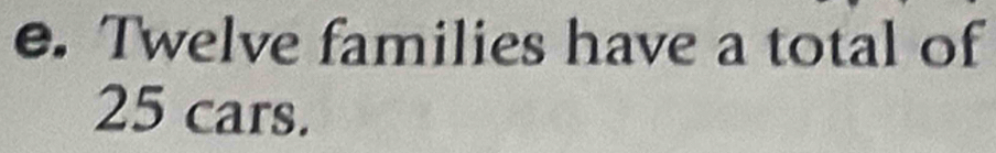 Twelve families have a total of
25 cars.