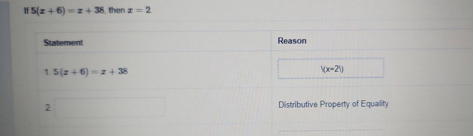 If 5(x+6)=x+38 then x=2